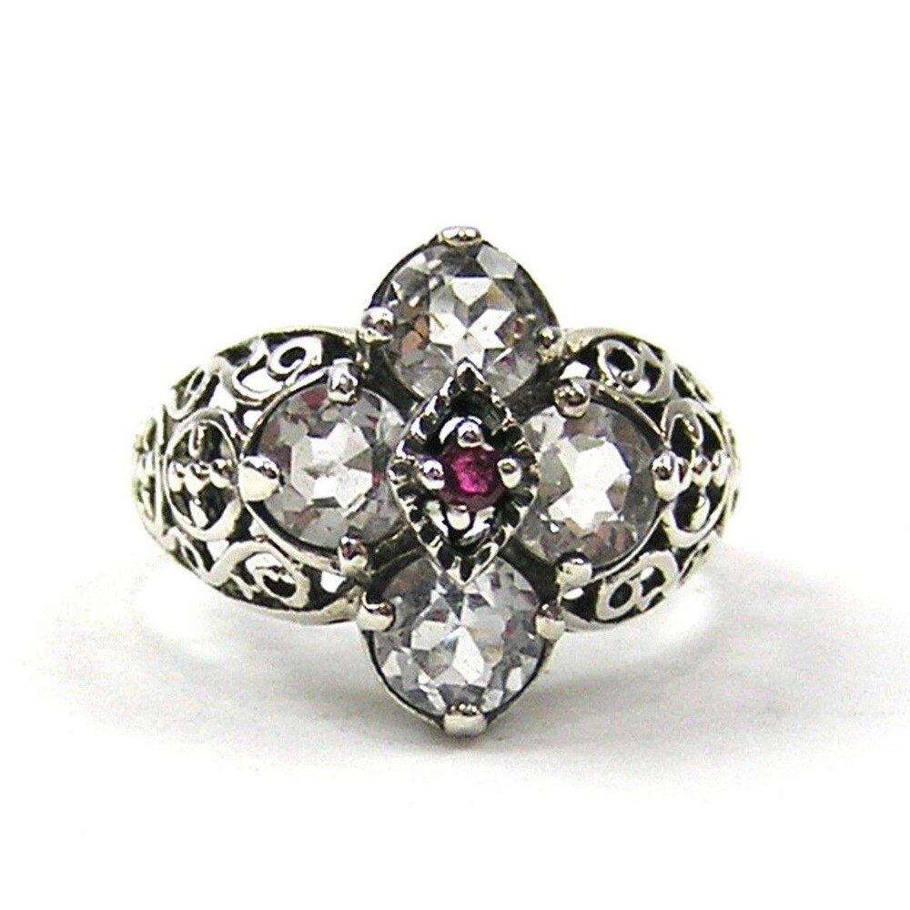 Vintage Designer CNA Ruby Cubic Zirconia Sterling Silver 925 Ring - Size 7.75